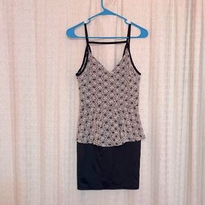 Black Cream shimmery peplum dress with bow